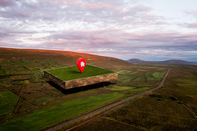 Marked field of drone footage